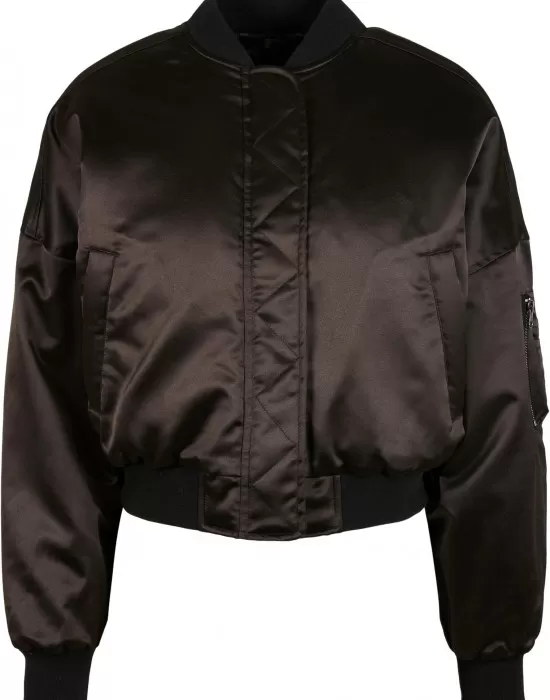 Дамско яке бомбър в черно Ladies Short Bomber Jacket, Якета - Hoodstyle.bg