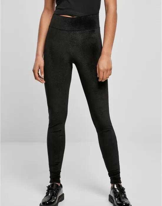 Дамски дълъг клин в черно Ladies High Waist Velvet Leggings, Клинове - Hoodstyle.bg