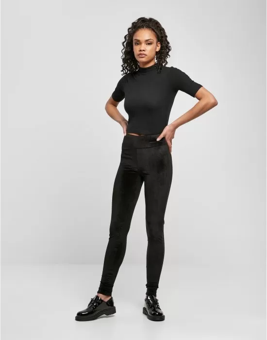 Дамски дълъг клин в черно Ladies High Waist Velvet Leggings, Клинове - Hoodstyle.bg