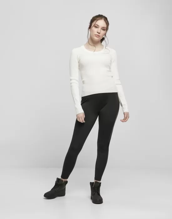 Дамски пуловер в бял пясъчен цвят Urban Classics Ladies Wide Neckline Sweater, Блузи - Hoodstyle.bg