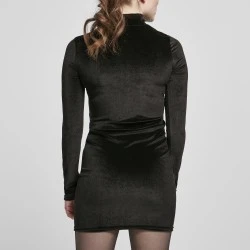 Дамска кадифена рокля в черен цвят Urban Classics Ladies Velvet Turtle Neck Dress 
