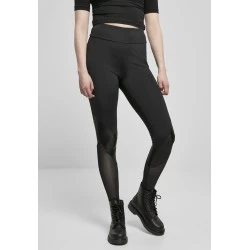 Дамски клин с висока талия в черен цвят Urban Classics Ladies Highwaist  Mixed Tech Leggings 