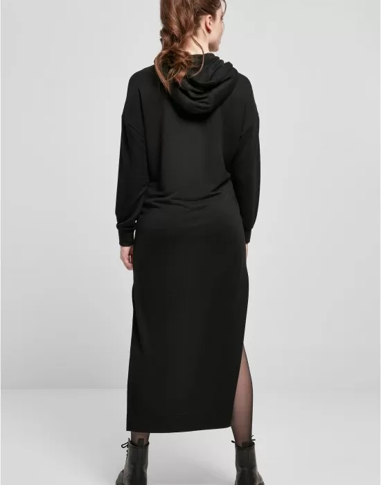 Дамска рокля с дълги ръкави в черно Ladies Long Hoody Dress, Рокли - Hoodstyle.bg
