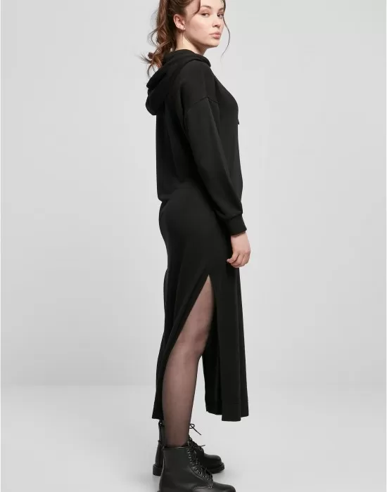 Дамска рокля с дълги ръкави в черно Ladies Long Hoody Dress, Рокли - Hoodstyle.bg