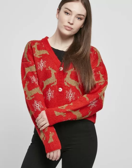 ДАМСКА КОЛЕДНА ЖИЛЕТКА В ЧЕРВЕН ЦВЯТ URBAN CLASSICS, Жилетки - Hoodstyle.bg