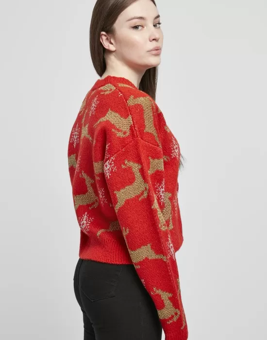 ДАМСКА КОЛЕДНА ЖИЛЕТКА В ЧЕРВЕН ЦВЯТ URBAN CLASSICS, Жилетки - Hoodstyle.bg