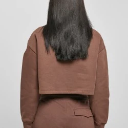 Дамски къс суичър в кафяво Ladies Cropped Oversized Sweat