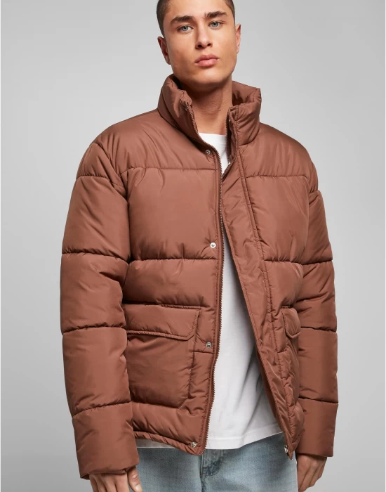 Мъжко яке в кафяв цвят Urban Classics Short Puffer, Зимни якета - Hoodstyle.bg