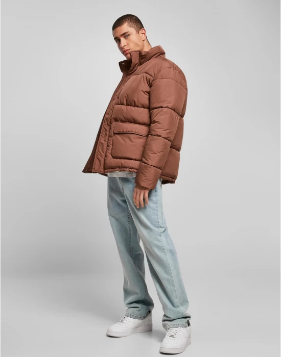 Мъжко яке в кафяв цвят Urban Classics Short Puffer, Зимни якета - Hoodstyle.bg