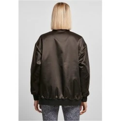 Дамско Бомбър ЯкеLadies Oversized Satin Bomber Jacket black XXL