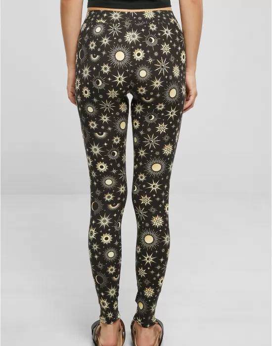 Дамски дълъг клин в цветен десен Urban Classics Ladies AOP Leggings blacksun, Клинове - Hoodstyle.bg