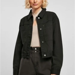 Дамско късо дънково яке в черен цвят Ladies Short Boxy Jacket