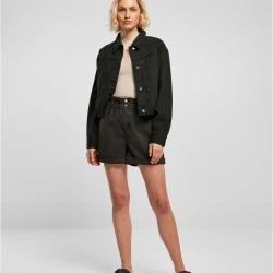Дамско късо дънково яке в черен цвят Ladies Short Boxy Jacket