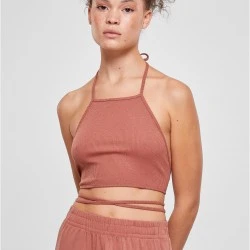 Дамски изрязан топ в цвят праскова Urban Classics Ladies Cropped Top