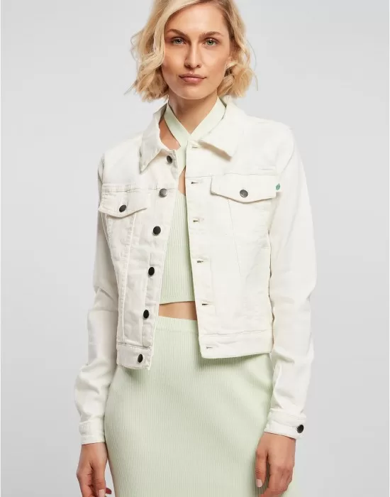 Дамско дънково яке в цвят екрю Ladies Denim Jacket, Якета Пролет / Есен - Hoodstyle.bg