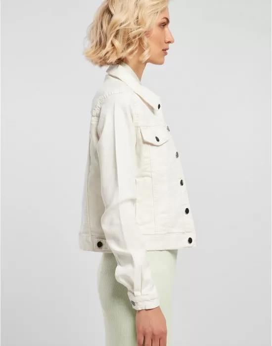 Дамско дънково яке в цвят екрю Ladies Denim Jacket, Якета Пролет / Есен - Hoodstyle.bg