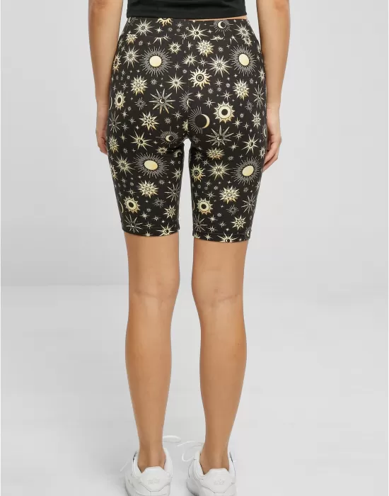 Дамски къс клин в цветен десен Urban Classics Ladies AOP Shorts blacksun, Клинове - Hoodstyle.bg
