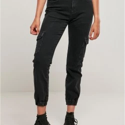Дамски дълги карго панталони в черен цвят Ladies Denim Cargo Pants