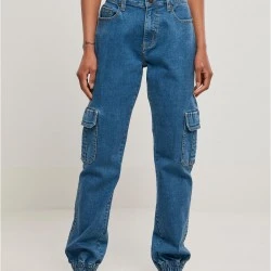 Дамски дълги карго панталони в син цвят Ladies Denim Cargo Pants