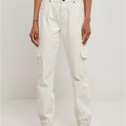 Дамски дълги карго панталони в цвят екрю Ladies Denim Cargo Pants