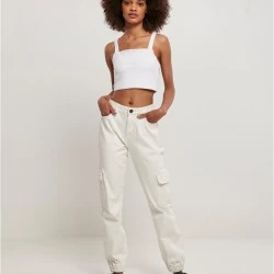 Дамски дълги карго панталони в цвят екрю Ladies Denim Cargo Pants