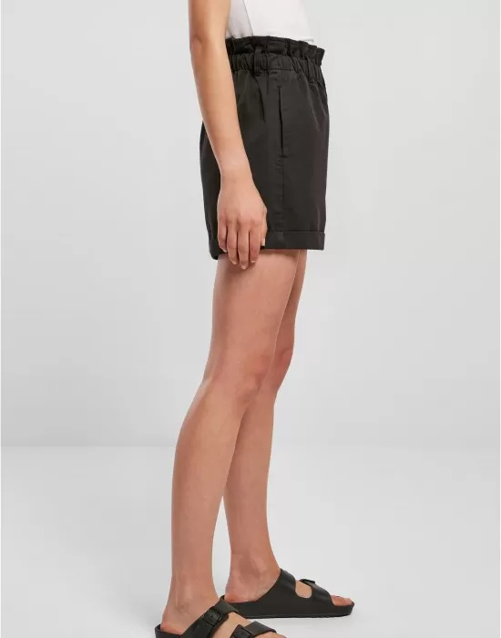 Дамски къси гащи в черен цвят Paperbag Shorts, Къси панталони - Hoodstyle.bg
