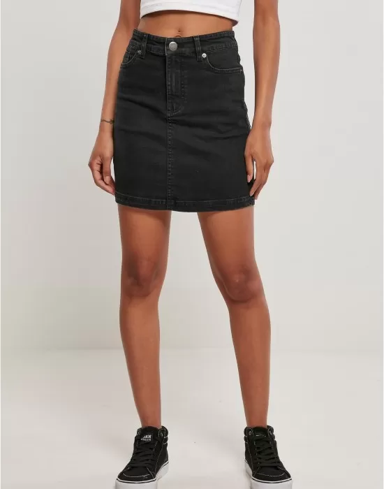 Дънкова пола в черен цвят Ladies Denim Mini Skirt, Поли - Hoodstyle.bg