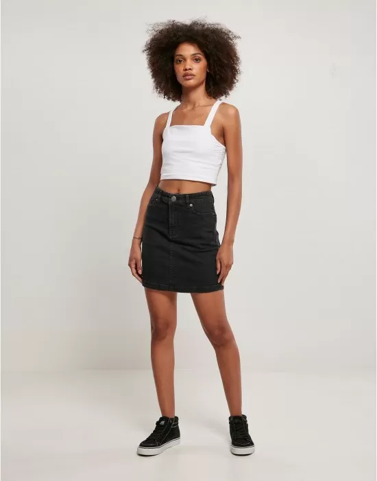 Дънкова пола в черен цвят Ladies Denim Mini Skirt, Поли - Hoodstyle.bg