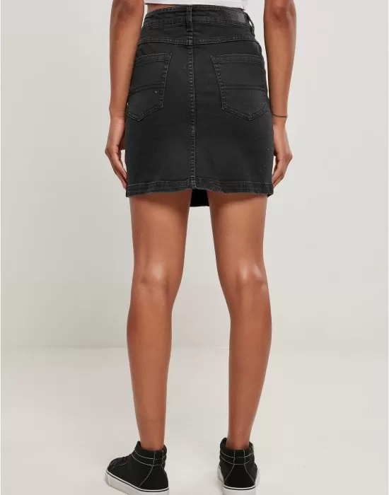 Дънкова пола в черен цвят Ladies Denim Mini Skirt, Поли - Hoodstyle.bg