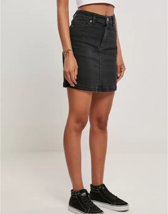 Дънкова пола в черен цвят Ladies Denim Mini Skirt, Поли - Hoodstyle.bg