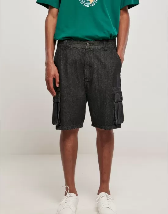 Мъжки дънкови гащи в черен цвят Denim Cargo Shorts, Къси панталони - Hoodstyle.bg