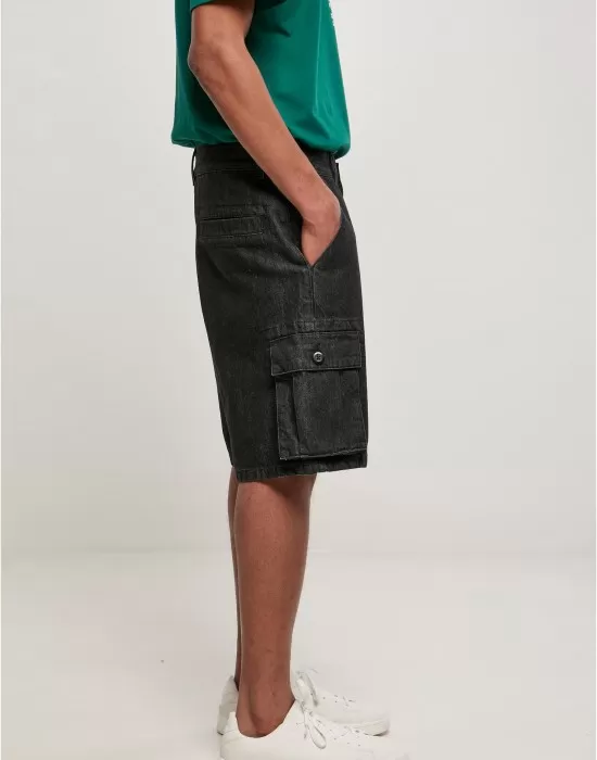 Мъжки дънкови гащи в черен цвят Denim Cargo Shorts, Къси панталони - Hoodstyle.bg