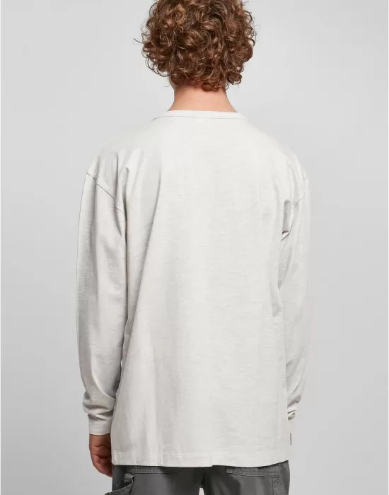 Мъжка блуза с дълги ръкави в светлосив цвят Urban Classics Henley, Блузи - Hoodstyle.bg