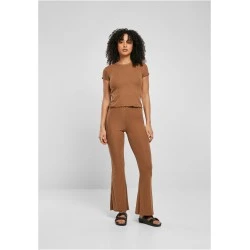 Дамски клин с широки крачоли в светлокафяв цвят Urban Classics Ladies Flared Leggings