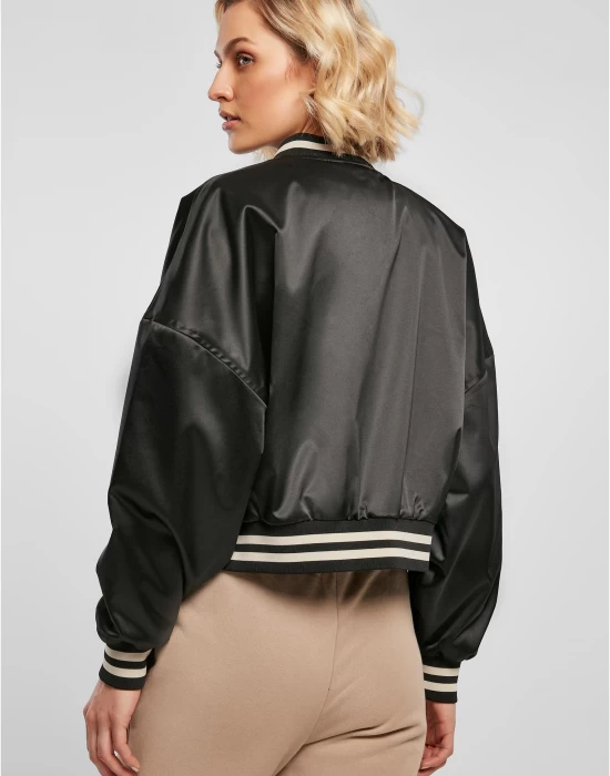 Дамско късо колежанско яке в черен цвят Ladies Jacket, Якета - Hoodstyle.bg