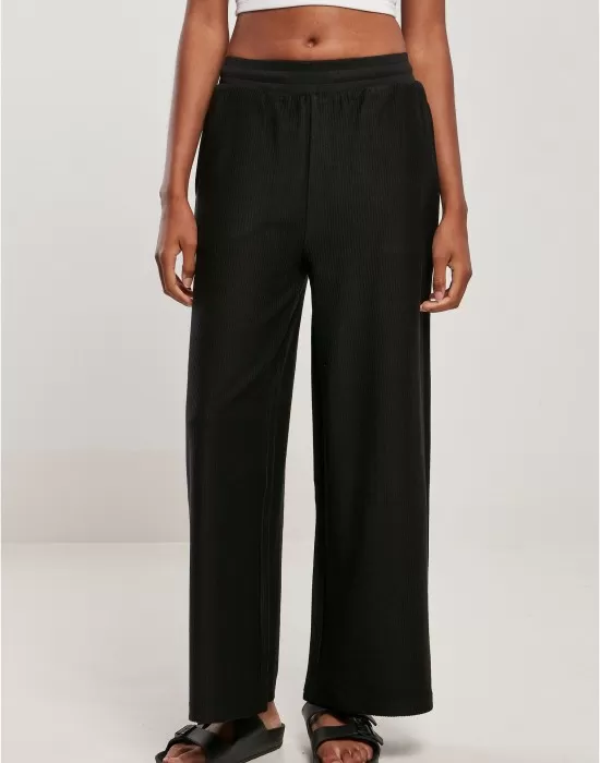 Дамски широк панталон в черен цвят Urban Classics Terry Pants, Панталони - Hoodstyle.bg