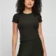 Дамска тениска в черен цвят Urban Classics Ladies Short Rib Tee, Тениски - Hoodstyle.bg