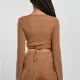 Дамска блуза в бежов цвят Urban Classics Rib Wrapped Longsleeve, Блузи - Hoodstyle.bg