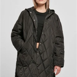 Дамско дълго яке с качулка в черен цвят Urban Classics Hooded Coat