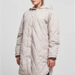 Дамско дълго яке с качулка в светлосив цвят Urban Classics Hooded Coat