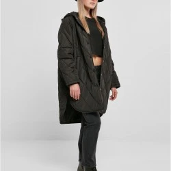 Дамско дълго яке с качулка в черен цвят Urban Classics Hooded Coat