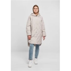 Дамско дълго яке с качулка в светлосив цвят Urban Classics Hooded Coat