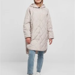 Дамско дълго яке с качулка в светлосив цвят Urban Classics Hooded Coat