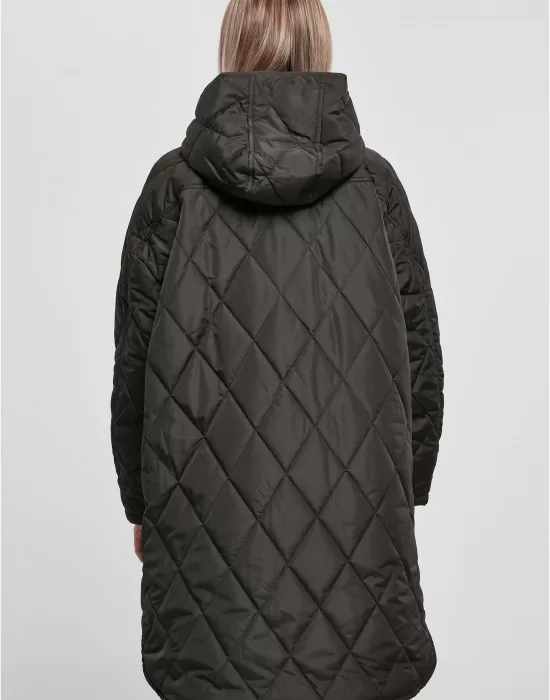 Дамско дълго яке с качулка в черен цвят Urban Classics Hooded Coat, Якета - Hoodstyle.bg