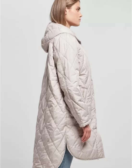 Дамско дълго яке с качулка в светлосив цвят Urban Classics Hooded Coat, Якета - Hoodstyle.bg