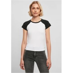 Дамска тениска в бяло с цветни ръкави Urban Classics white/black