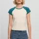Дамска тениска в цвят екрю с цветни ръкави Urban Classics whitesand/jasper, Тениски - Hoodstyle.bg