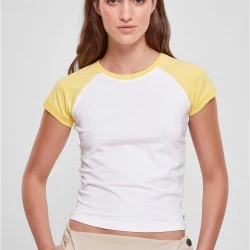 Дамска тениска в цвят екрю с цветни ръкави Urban Classics white/vintagesun