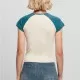 Дамска тениска в цвят екрю с цветни ръкави Urban Classics whitesand/jasper, Тениски - Hoodstyle.bg