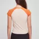 Дамска тениска в цвят екрю с цветни ръкави Urban Classics softseagrass/vintageorange, Тениски - Hoodstyle.bg
